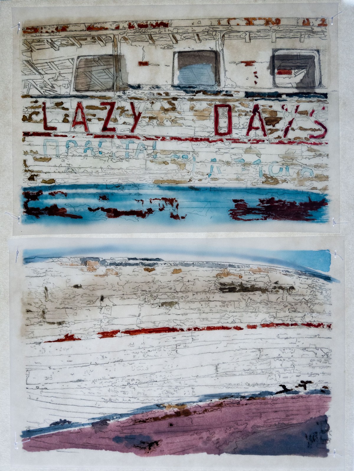 Aquarelle, crayon, papier calque, 21X15cm
